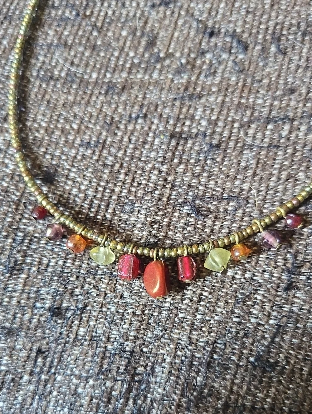 Vintage Boho Earth Tone And Glass Beaded Necklace 💫